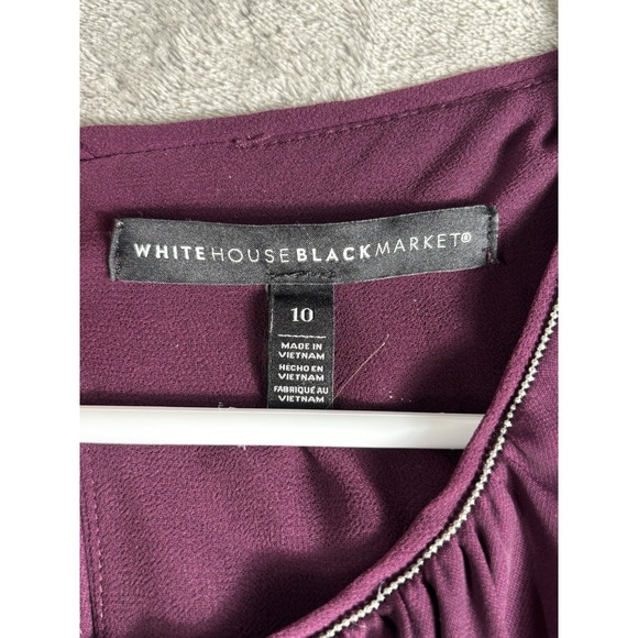 White House Black Market Top Women SZ 10 Purple round Neck Plum WHBM blouse - Picture 2 of 5